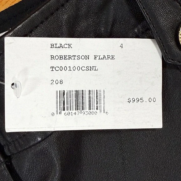 $995 Derek Lam 10 Crosby Size 4 Black Leather Robertson Flare Trousers *READ* - Picture 5 of 13